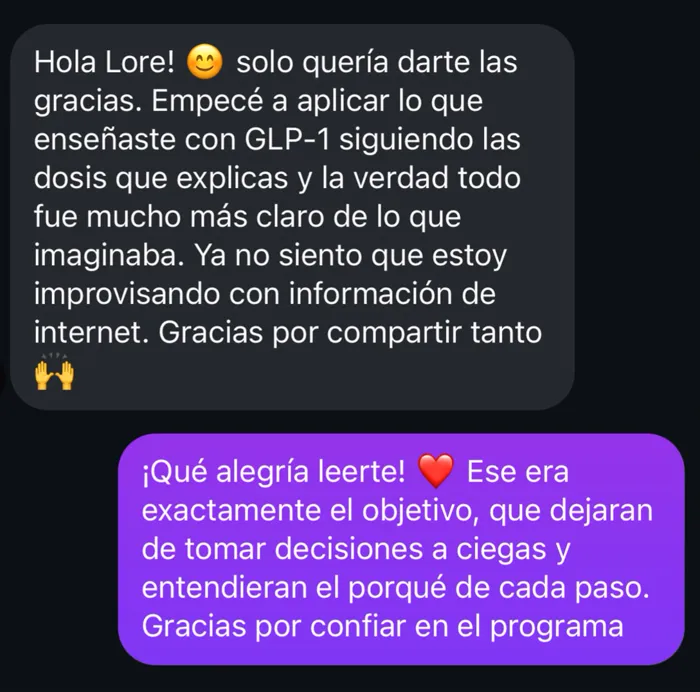 Captura de WhatsApp: un alumno sigue las dosis que explica el curso y ya no siente que improvisa con información de internet